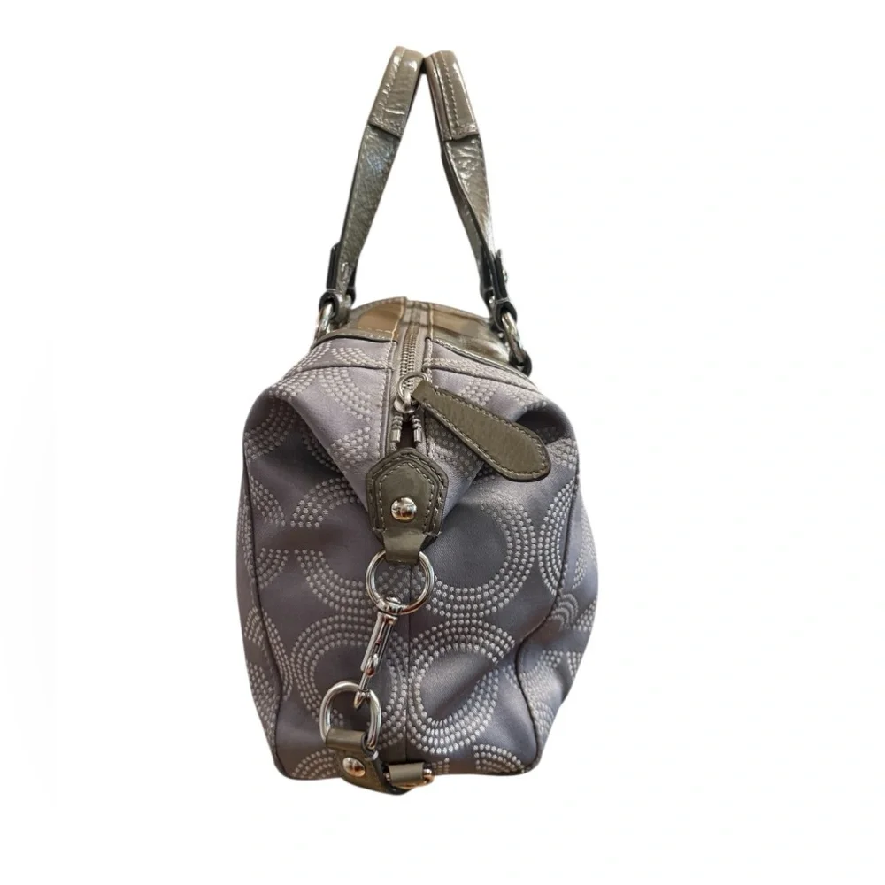 Coach Ashley Dotted Op Art Grey Canvas Satchel - Picture 6 of 8